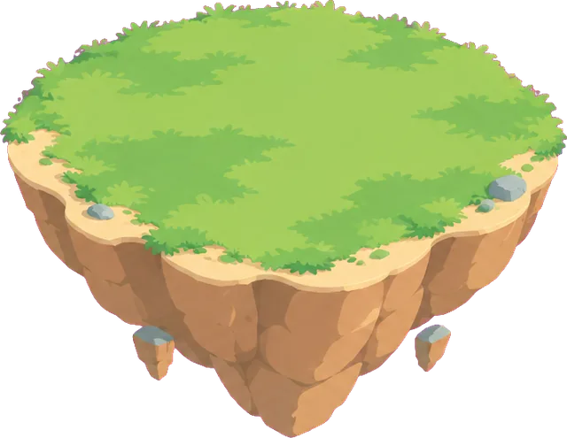 A small floating lawn the creature stands on